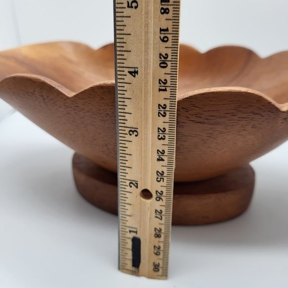 Vintage Monkey Pod Wood Bowl Hand Crafted Brown 11 x 3 3/4 - Picture 5 of 5